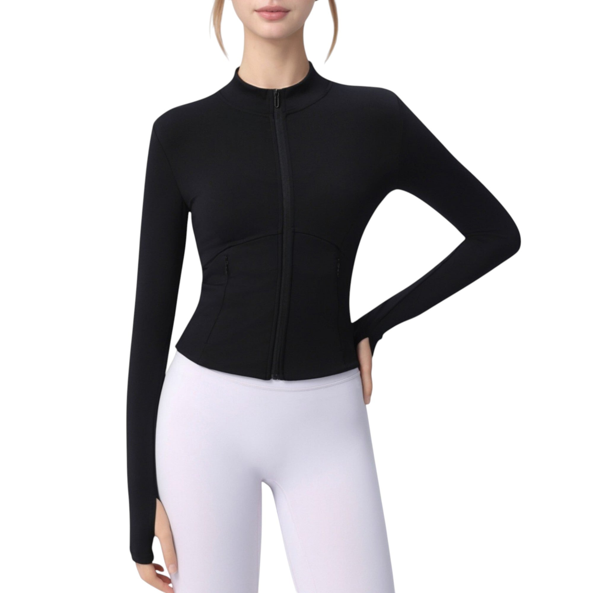Anna-Kaci Active Women's Long Sleeve Full Zip Athletic Jacket with Thumbholes and Fitted Silhouette