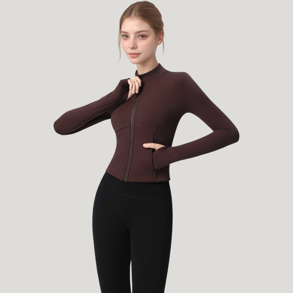 Anna-Kaci Active Women's Long Sleeve Full Zip Athletic Jacket with Thumbholes and Fitted Silhouette