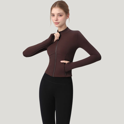 Anna-Kaci Active Women's Long Sleeve Full Zip Athletic Jacket with Thumbholes and Fitted Silhouette