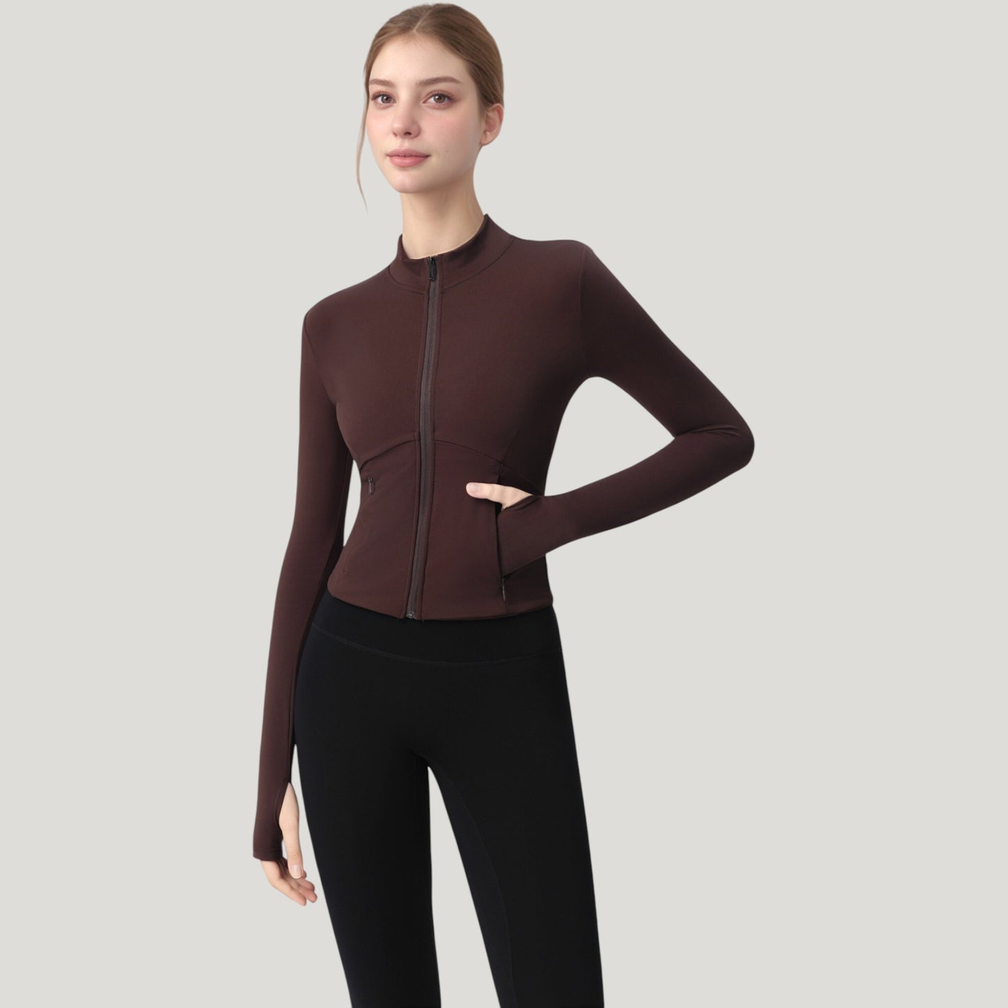 Anna-Kaci Active Women's Long Sleeve Full Zip Athletic Jacket with Thumbholes and Fitted Silhouette