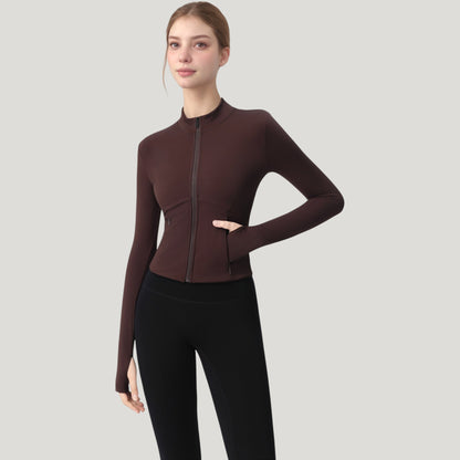 Anna-Kaci Active Women's Long Sleeve Full Zip Athletic Jacket with Thumbholes and Fitted Silhouette