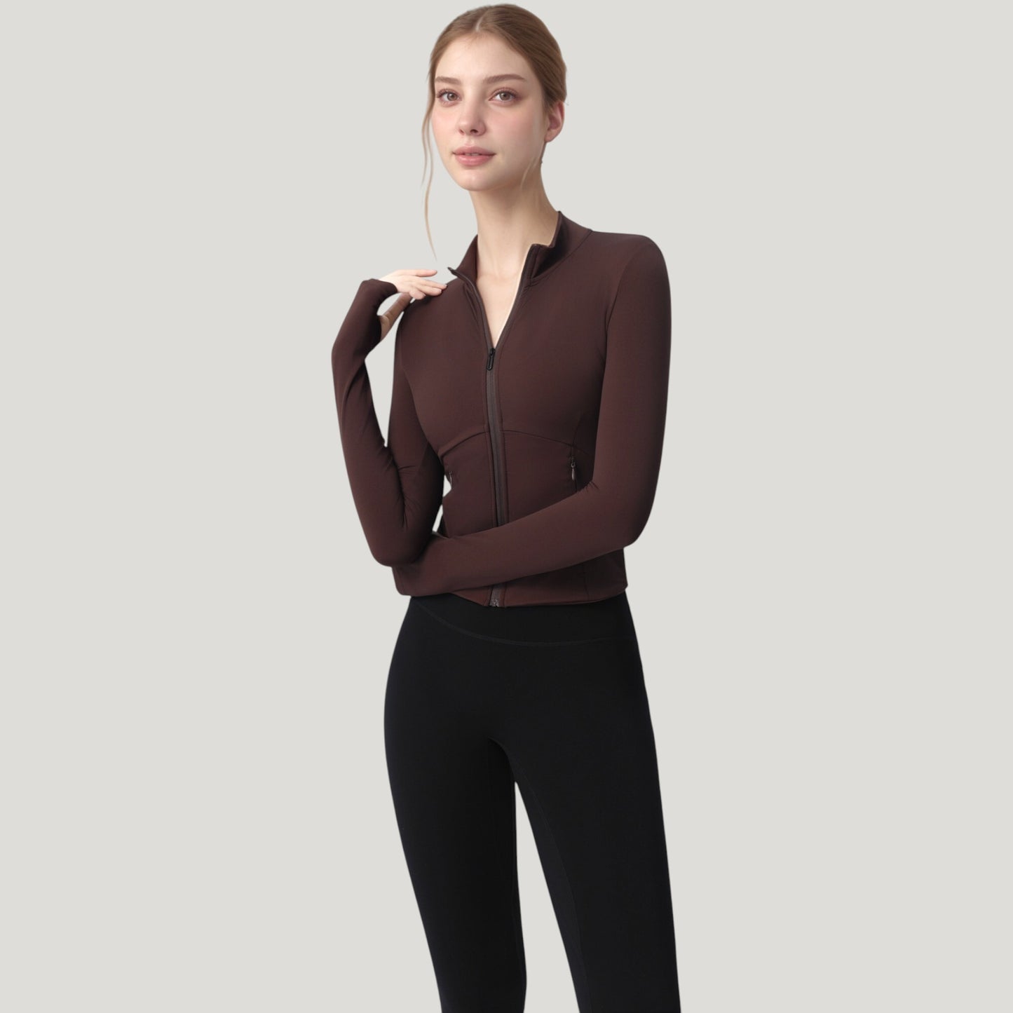 Anna-Kaci Active Women's Long Sleeve Full Zip Athletic Jacket with Thumbholes and Fitted Silhouette
