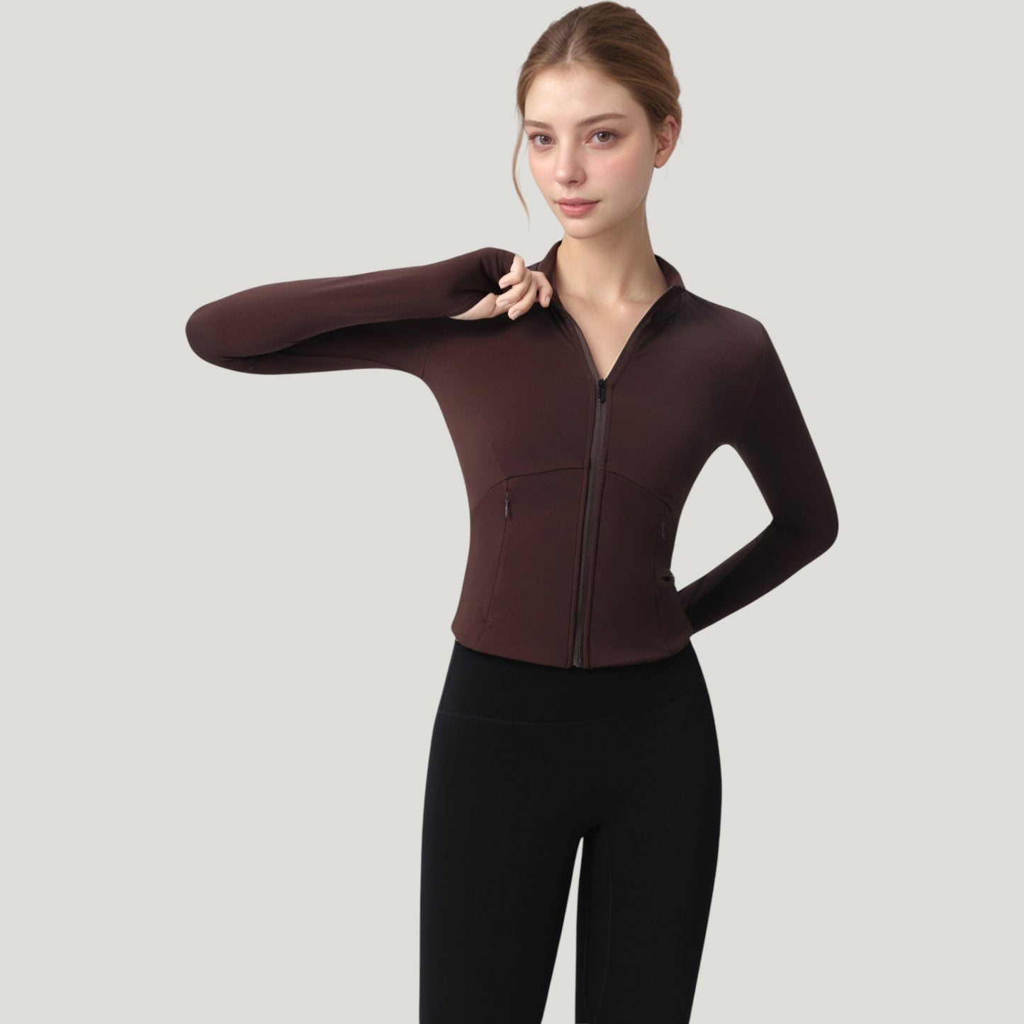 Anna-Kaci Active Women's Long Sleeve Full Zip Athletic Jacket with Thumbholes and Fitted Silhouette