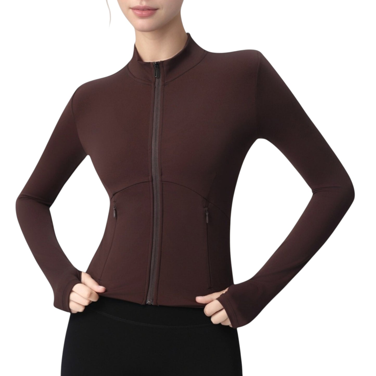 Anna-Kaci Active Women's Long Sleeve Full Zip Athletic Jacket with Thumbholes and Fitted Silhouette