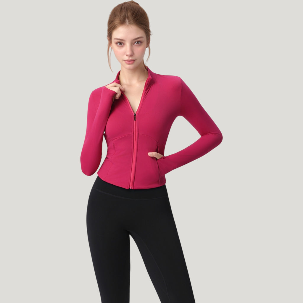 Anna-Kaci Active Women's Long Sleeve Full Zip Athletic Jacket with Thumbholes and Fitted Silhouette