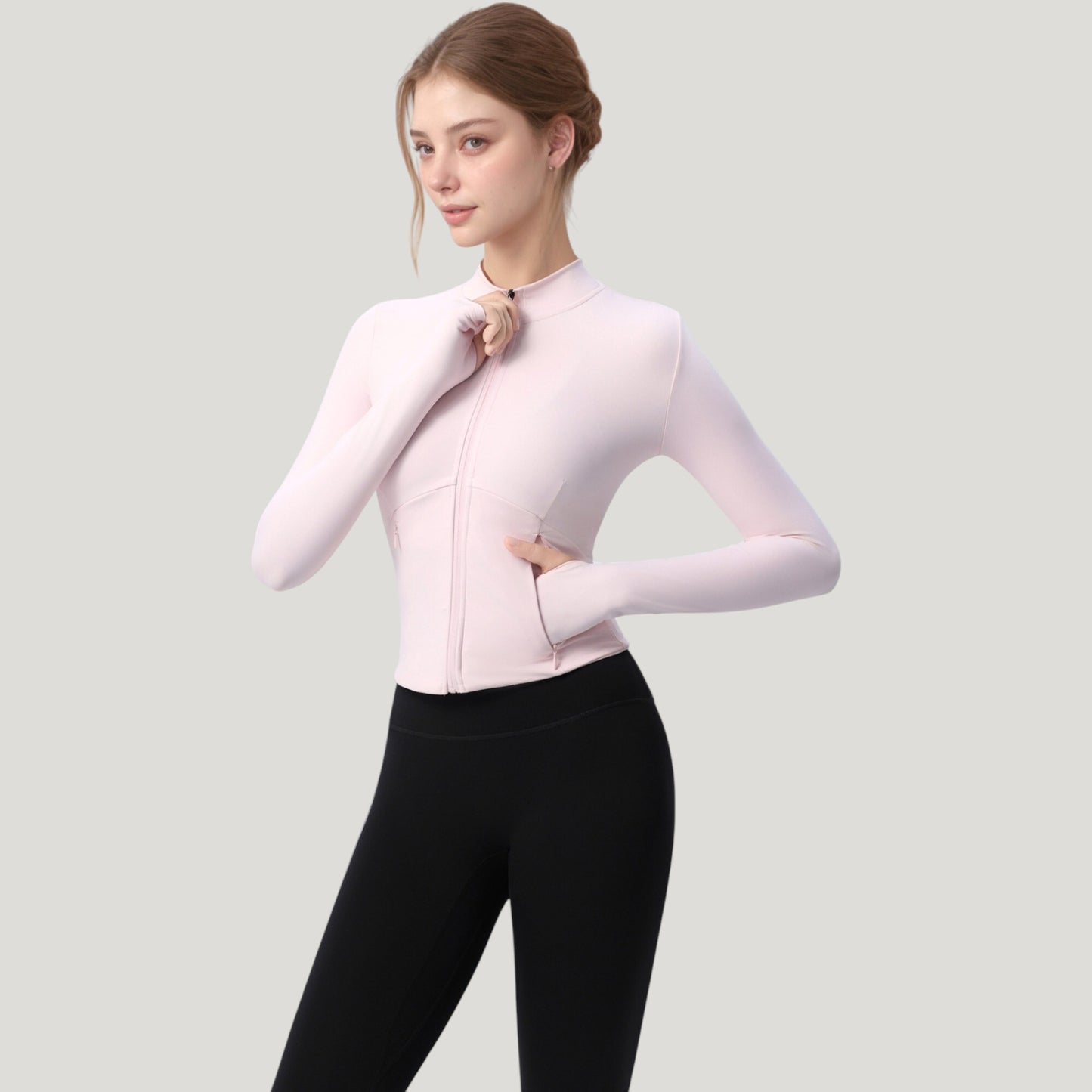 Anna-Kaci Active Women's Long Sleeve Full Zip Athletic Jacket with Thumbholes and Fitted Silhouette