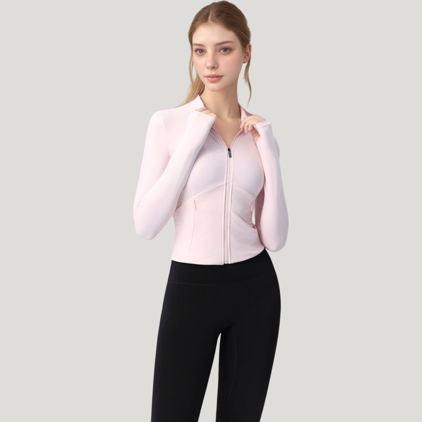 Anna-Kaci Active Women's Long Sleeve Full Zip Athletic Jacket with Thumbholes and Fitted Silhouette