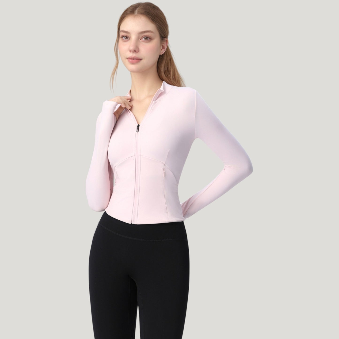 Anna-Kaci Active Women's Long Sleeve Full Zip Athletic Jacket with Thumbholes and Fitted Silhouette