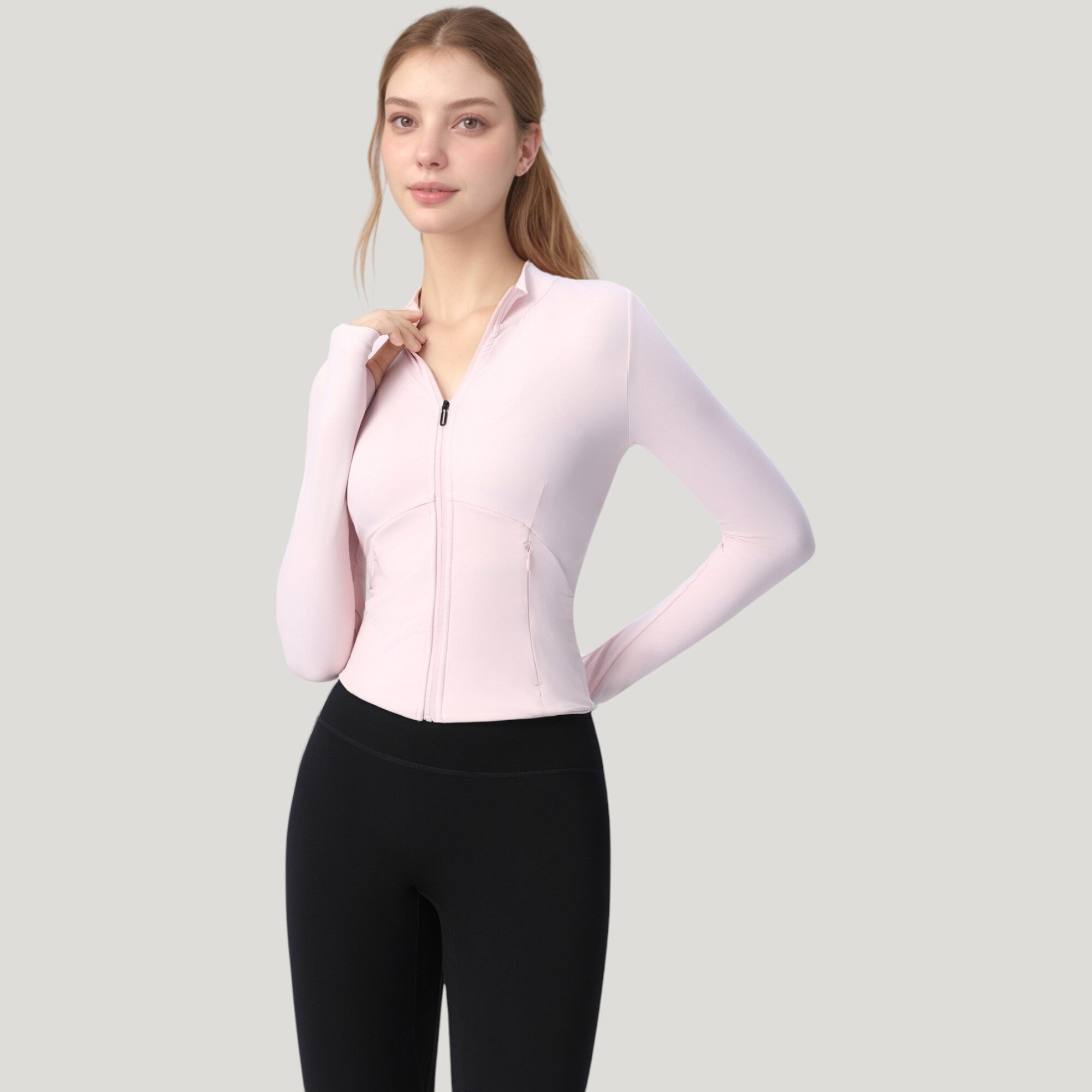 Anna-Kaci Active Women's Long Sleeve Full Zip Athletic Jacket with Thumbholes and Fitted Silhouette