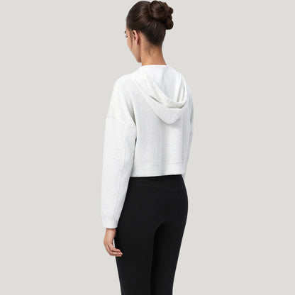 Anna-Kaci Active Women's Zip Front Cropped Hoodie with Long Sleeves and Drawstring Hood