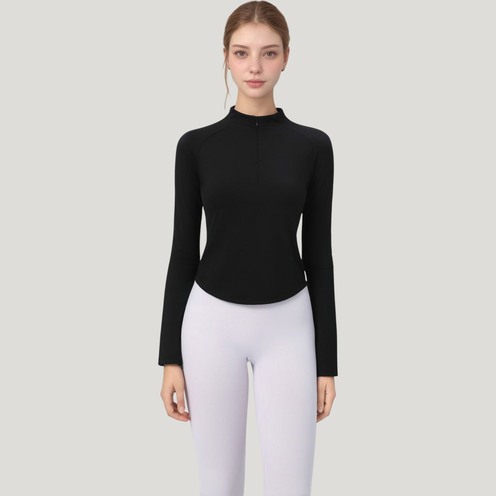 Anna-Kaci Active Women's Long Sleeve Active Top with Half Zip Front and Slim Fit Design