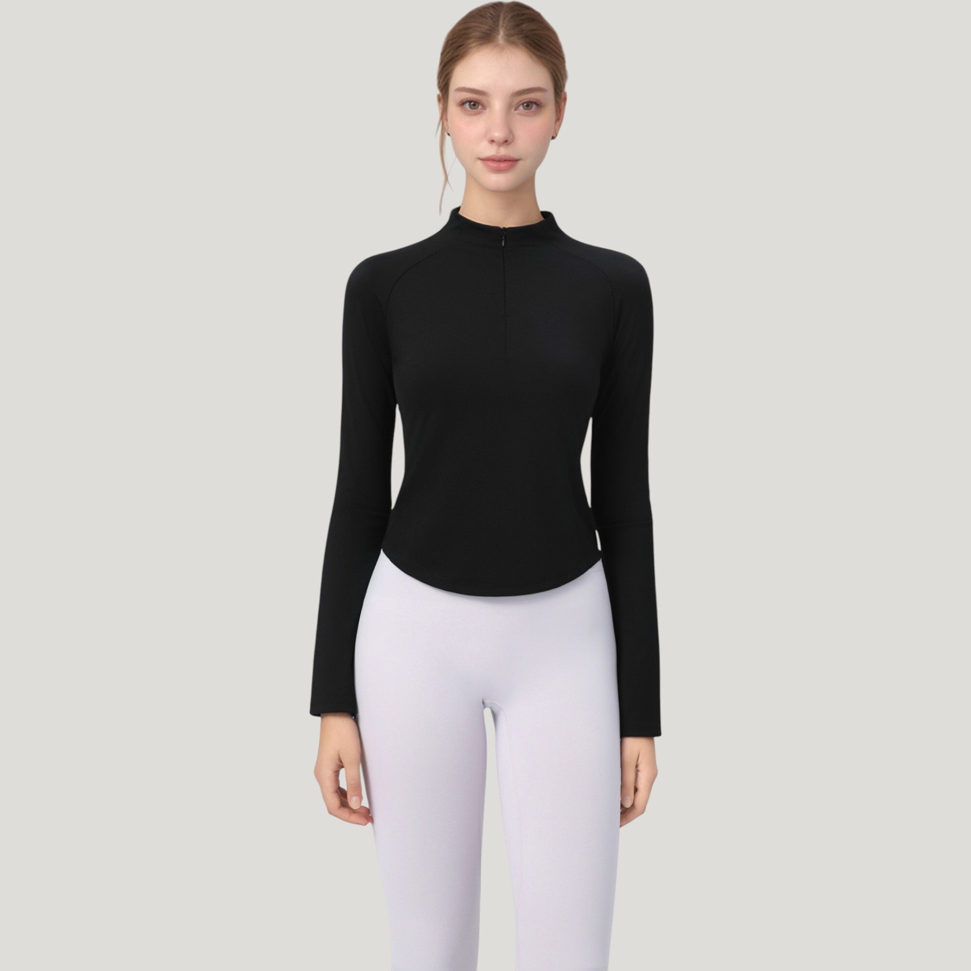 Anna-Kaci Active Women's Long Sleeve Active Top with Half Zip Front and Slim Fit Design