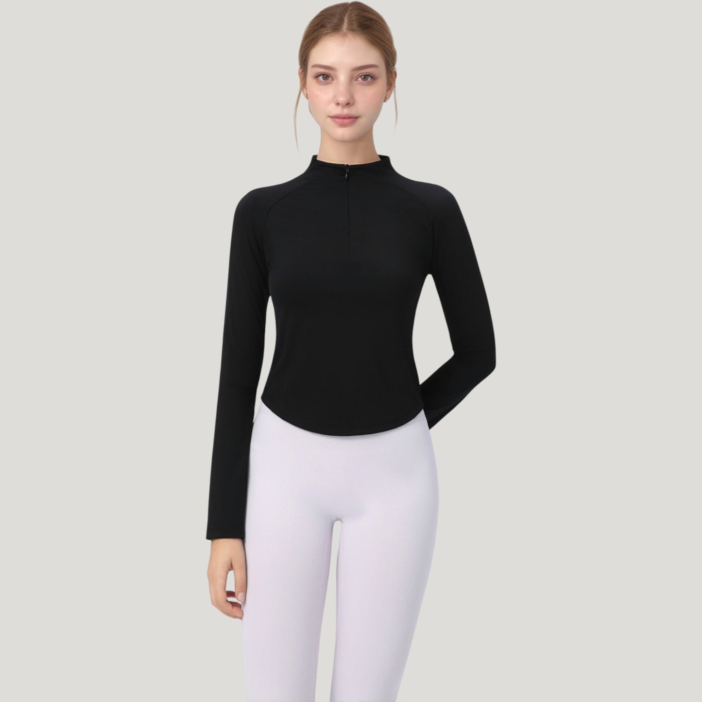 Anna-Kaci Active Women's Long Sleeve Active Top with Half Zip Front and Slim Fit Design