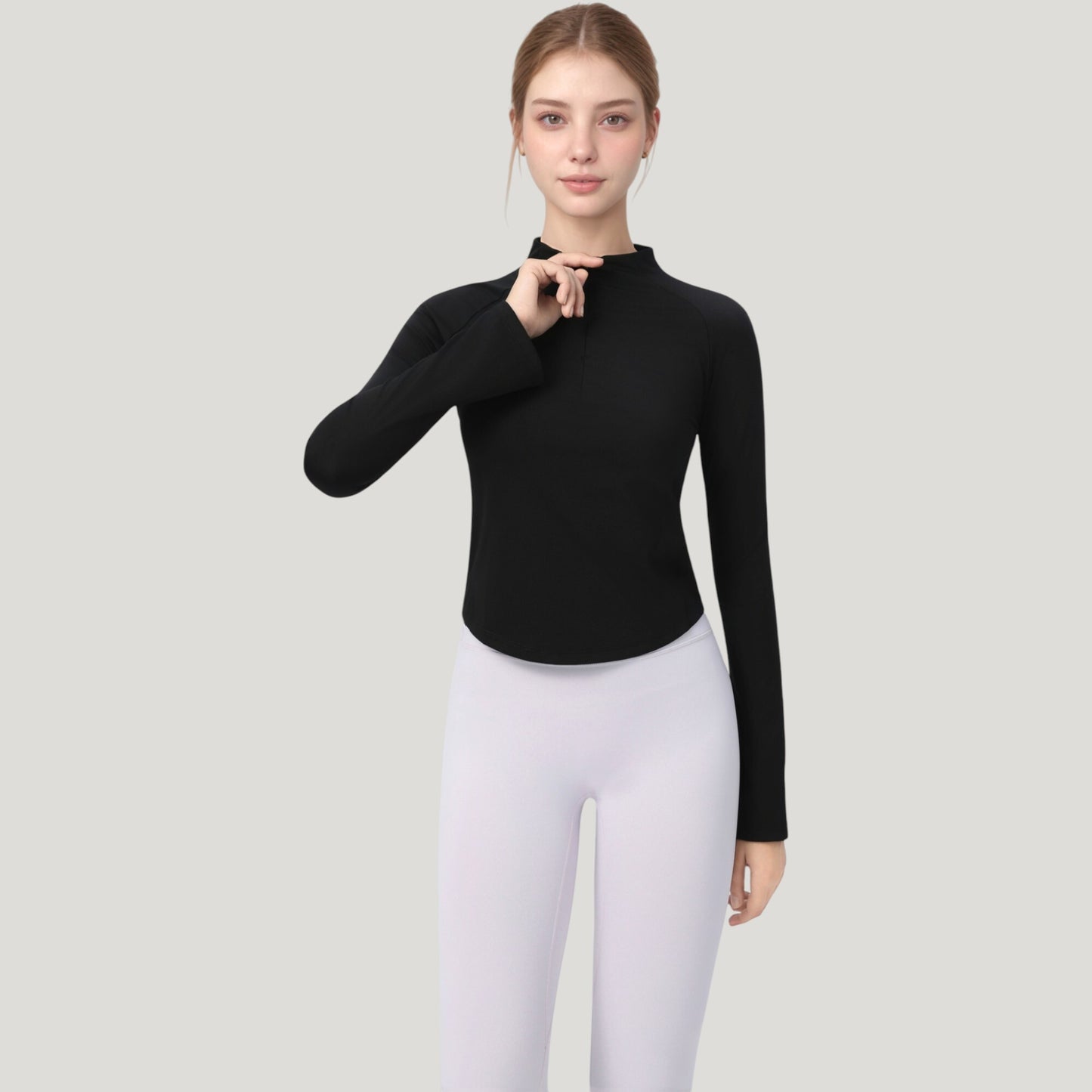 Anna-Kaci Active Women's Long Sleeve Active Top with Half Zip Front and Slim Fit Design