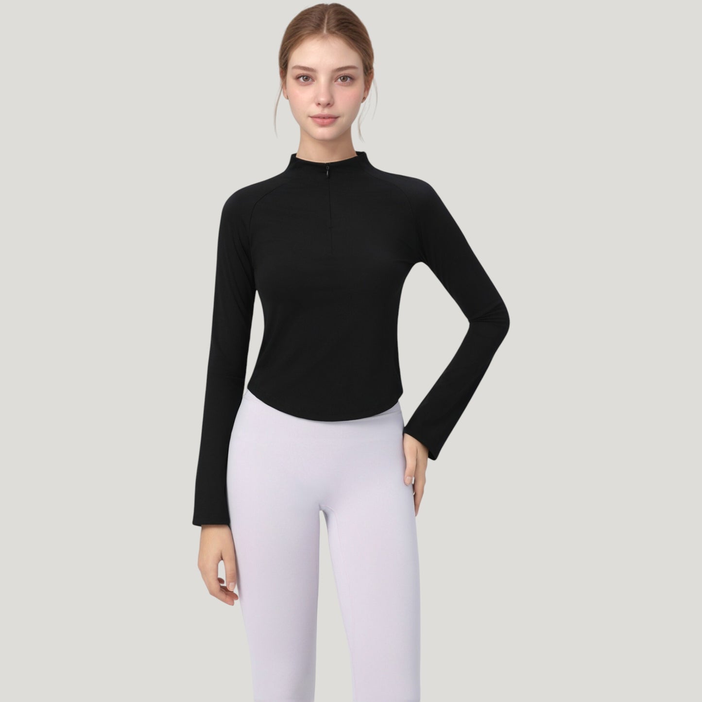 Anna-Kaci Active Women's Long Sleeve Active Top with Half Zip Front and Slim Fit Design