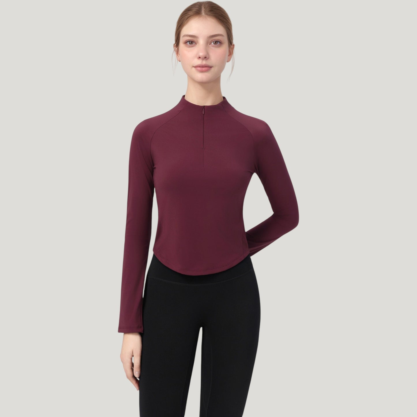 Anna-Kaci Active Women's Long Sleeve Active Top with Half Zip Front and Slim Fit Design