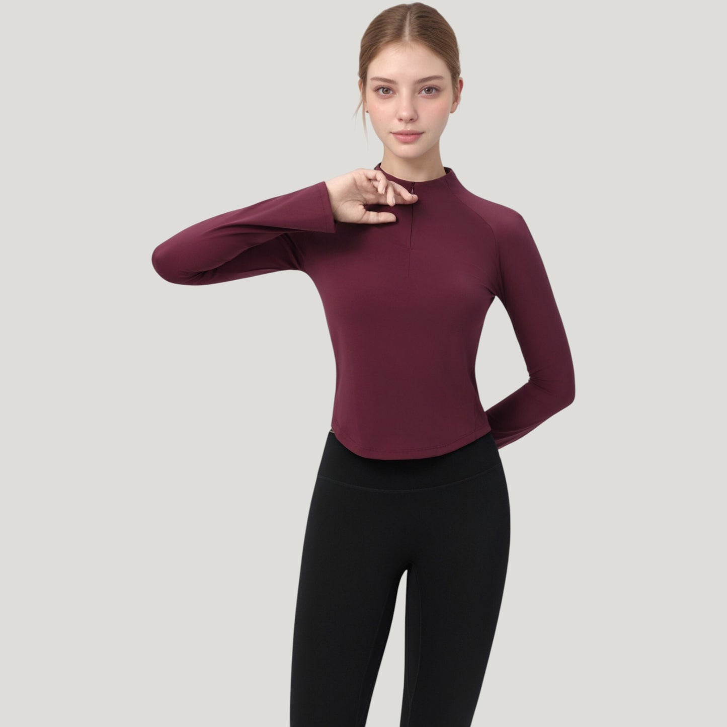 Anna-Kaci Active Women's Long Sleeve Active Top with Half Zip Front and Slim Fit Design