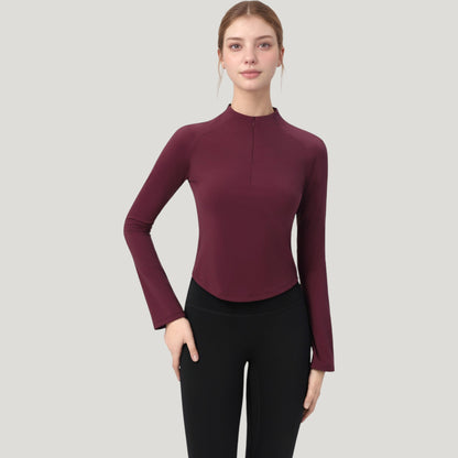 Anna-Kaci Active Women's Long Sleeve Active Top with Half Zip Front and Slim Fit Design
