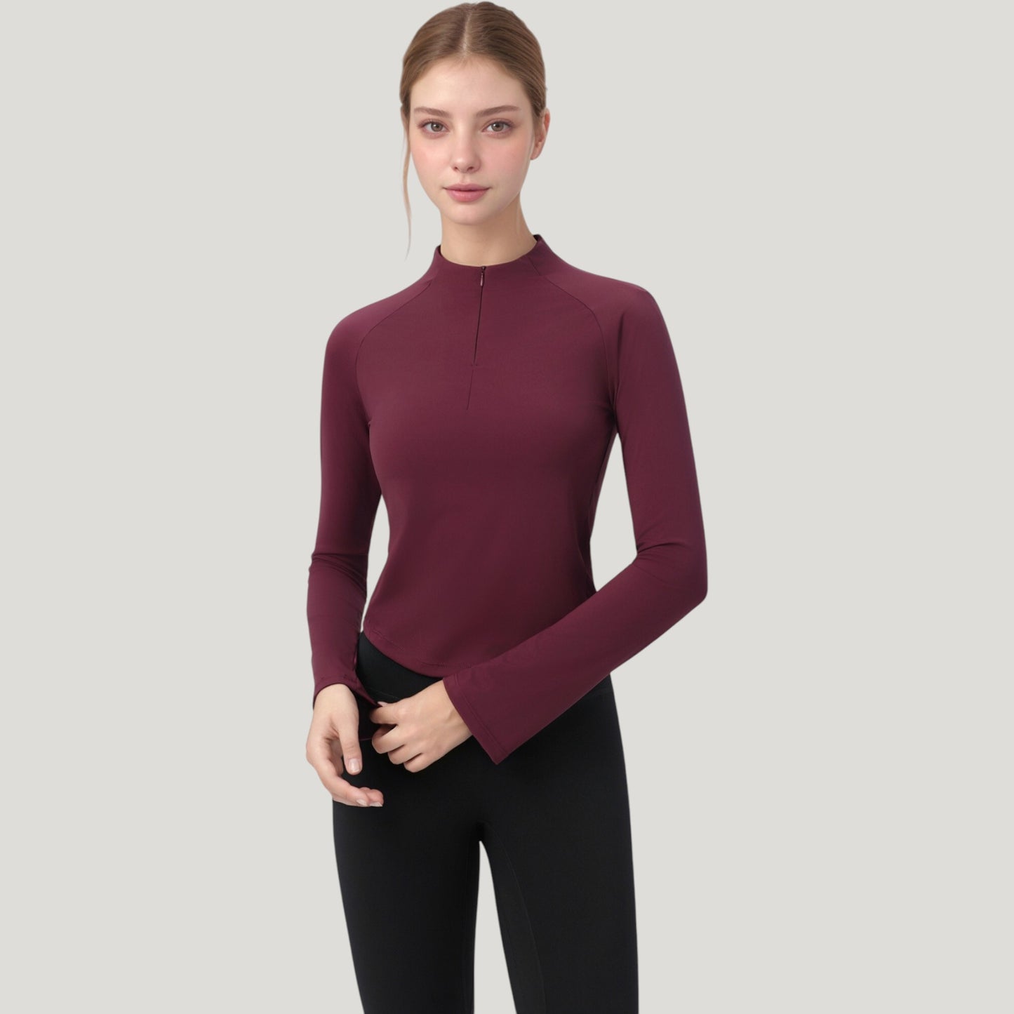 Anna-Kaci Active Women's Long Sleeve Active Top with Half Zip Front and Slim Fit Design