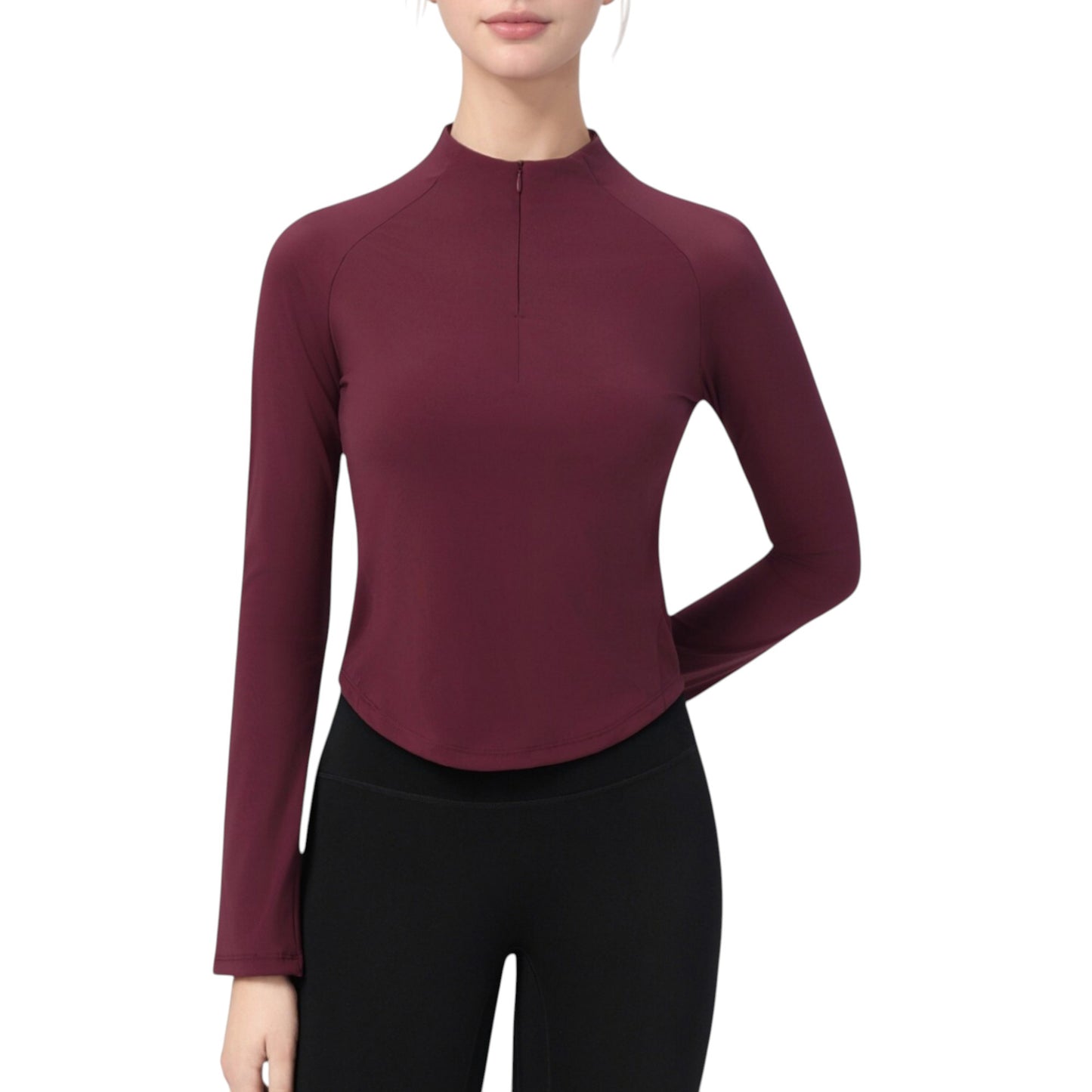 Anna-Kaci Active Women's Long Sleeve Active Top with Half Zip Front and Slim Fit Design