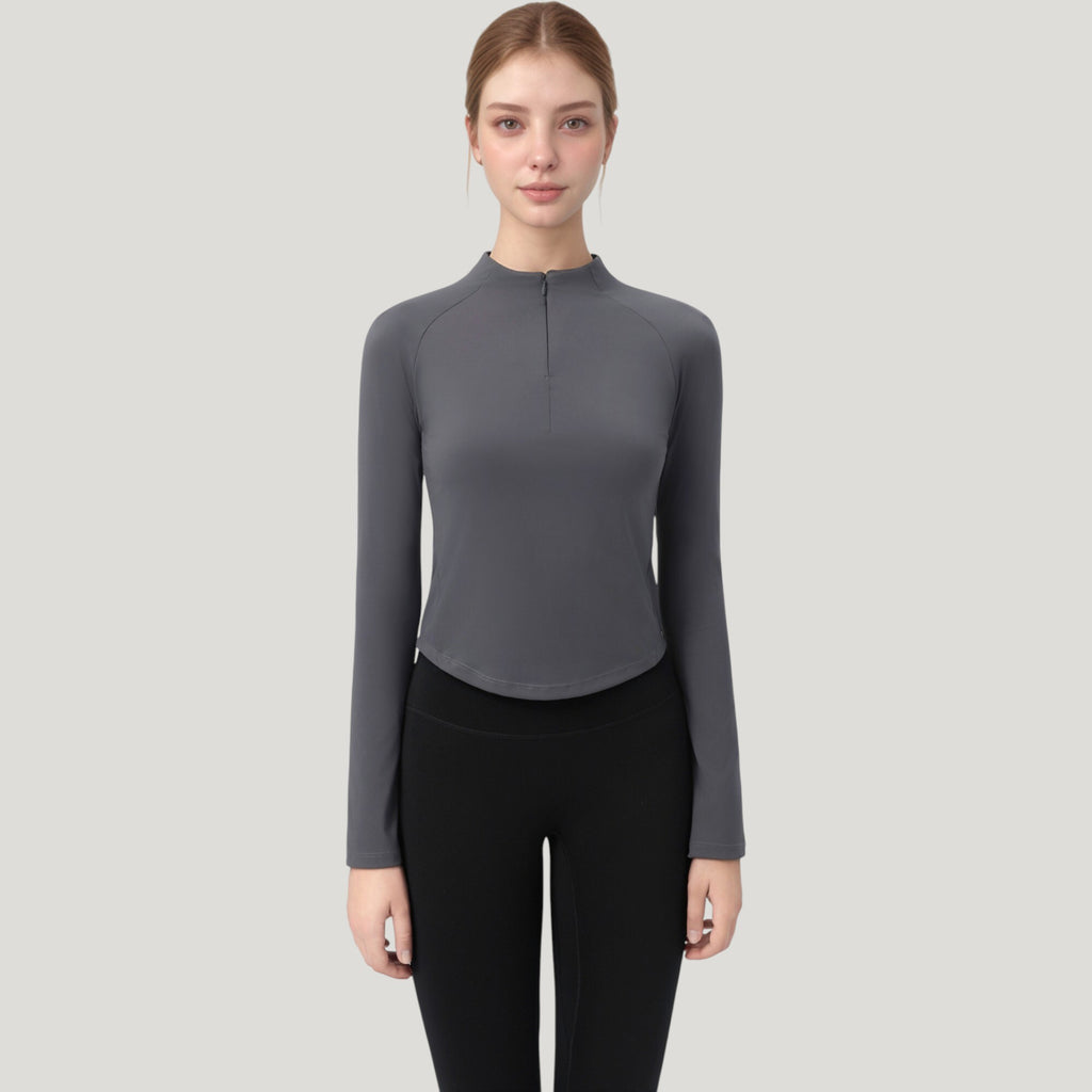 Anna-Kaci Active Women's Long Sleeve Active Top with Half Zip Front and Slim Fit Design