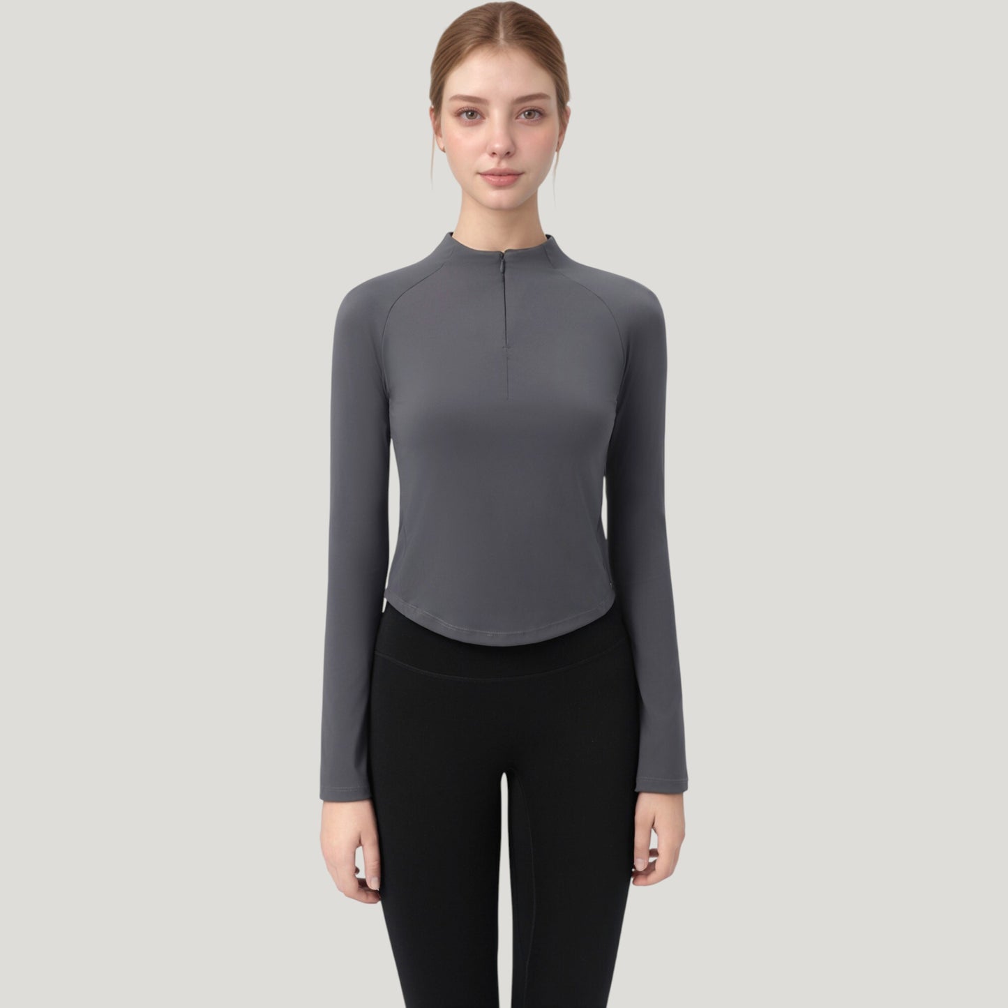 Anna-Kaci Active Women's Long Sleeve Active Top with Half Zip Front and Slim Fit Design