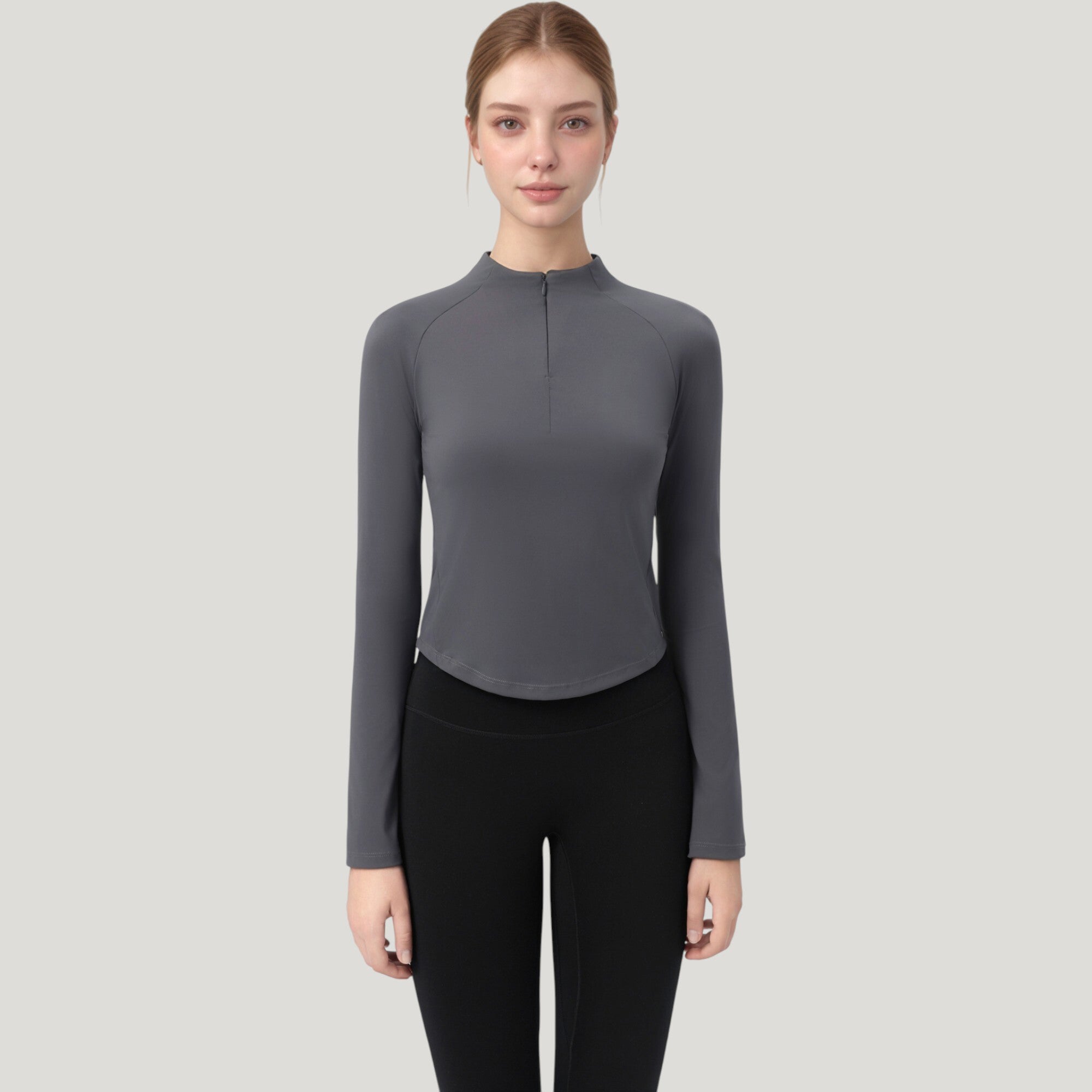 Anna-Kaci Active Women's Long Sleeve Active Top with Half Zip Front and Slim Fit Design