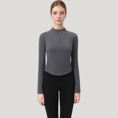 Anna-Kaci Active Women's Long Sleeve Active Top with Half Zip Front and Slim Fit Design