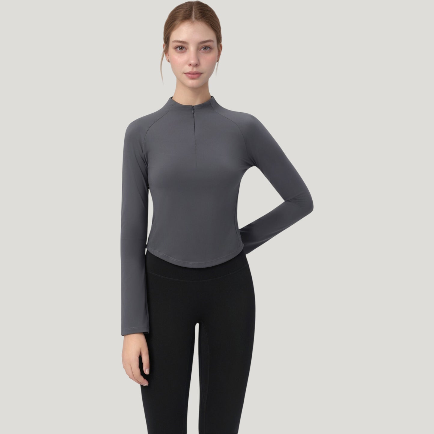 Anna-Kaci Active Women's Long Sleeve Active Top with Half Zip Front and Slim Fit Design