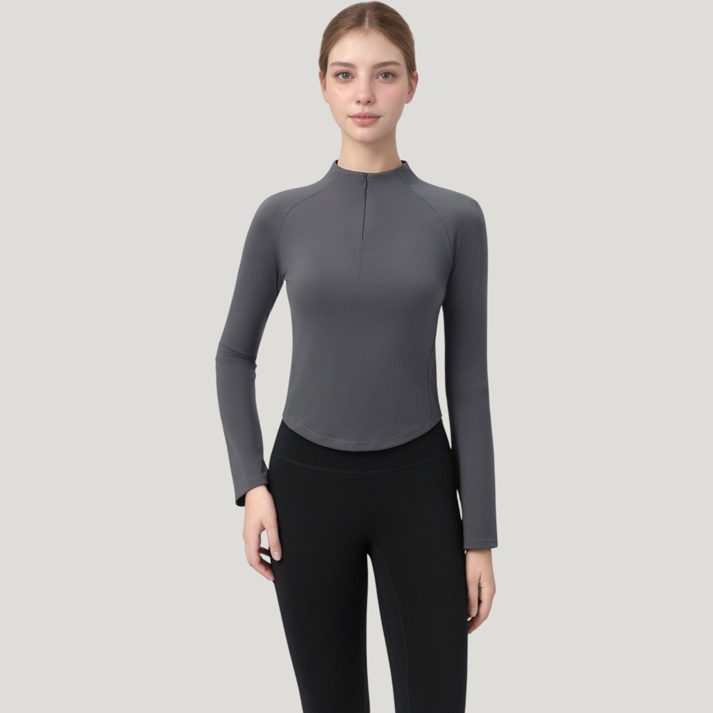 Anna-Kaci Active Women's Long Sleeve Active Top with Half Zip Front and Slim Fit Design