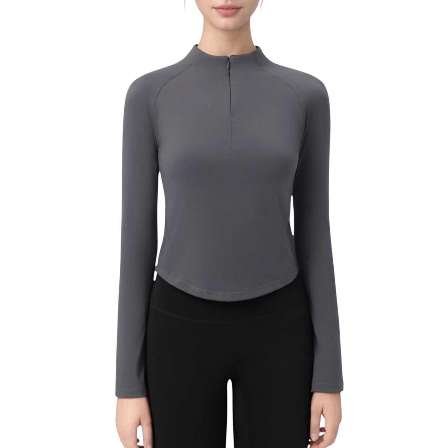 Anna-Kaci Active Women's Long Sleeve Active Top with Half Zip Front and Slim Fit Design