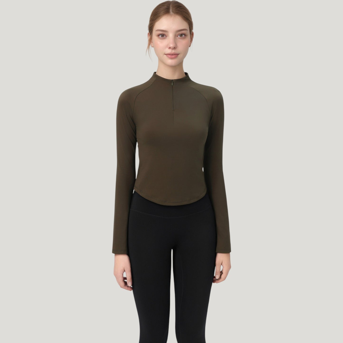 Anna-Kaci Active Women's Long Sleeve Active Top with Half Zip Front and Slim Fit Design