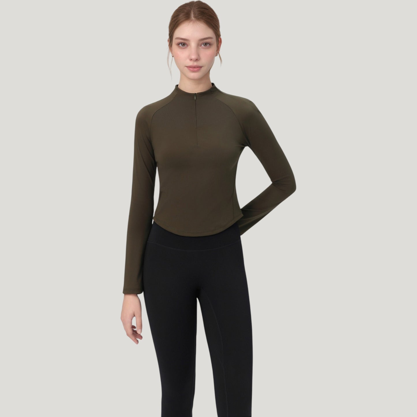 Anna-Kaci Active Women's Long Sleeve Active Top with Half Zip Front and Slim Fit Design