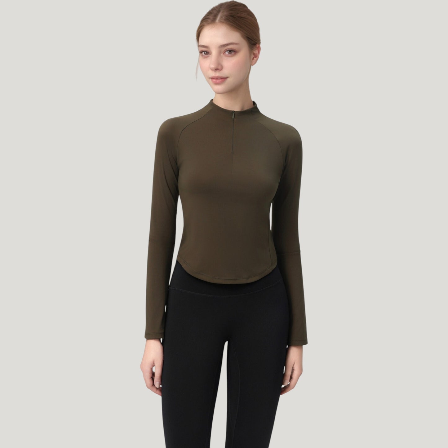 Anna-Kaci Active Women's Long Sleeve Active Top with Half Zip Front and Slim Fit Design