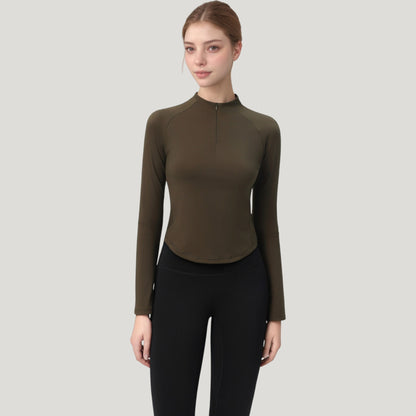Anna-Kaci Active Women's Long Sleeve Active Top with Half Zip Front and Slim Fit Design