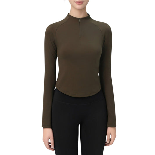 Anna-Kaci Active Women's Long Sleeve Active Top with Half Zip Front and Slim Fit Design