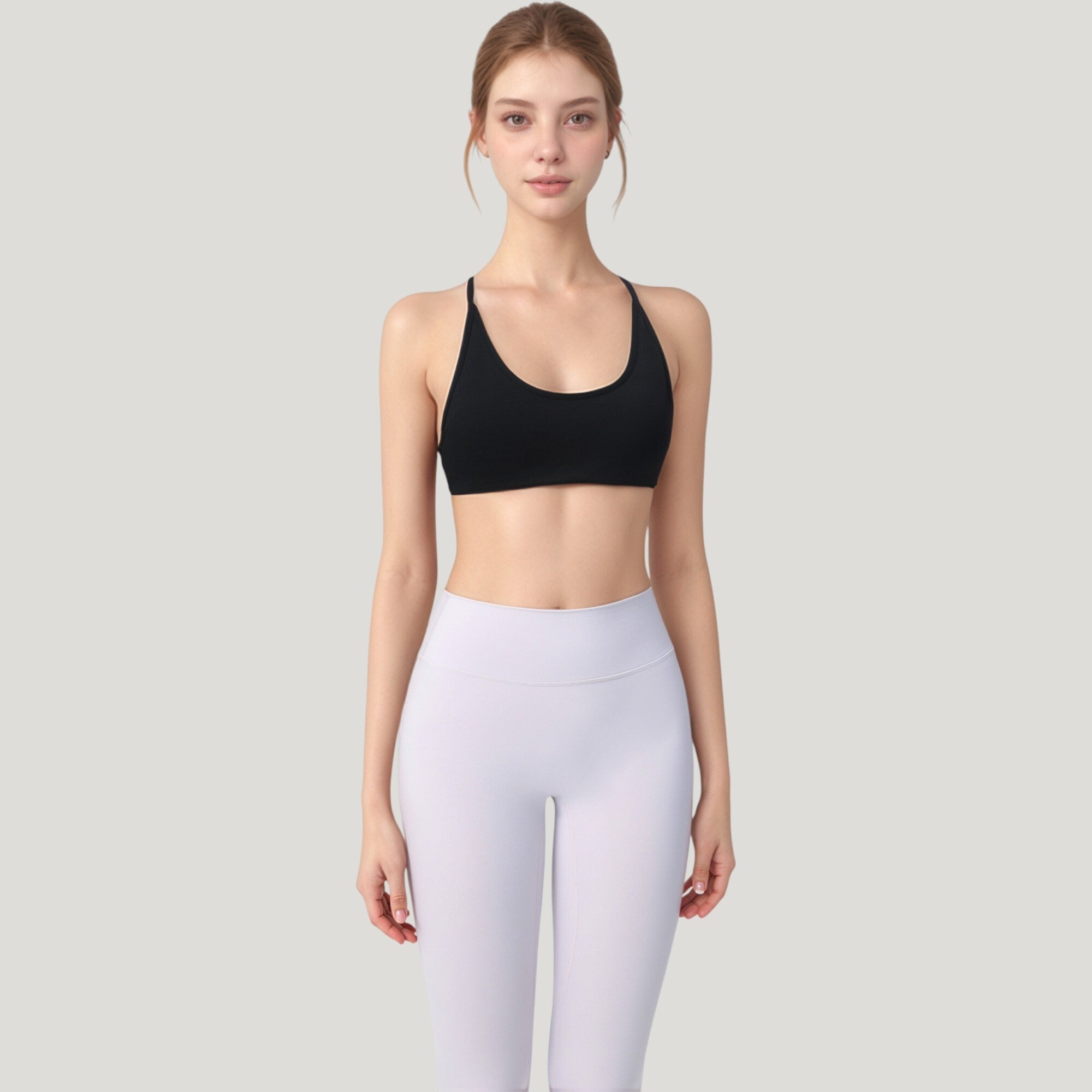 Anna-Kaci Active Women's Scoop Neck Sports Bra with Thin Adjustable Straps and Smooth Seamless Design