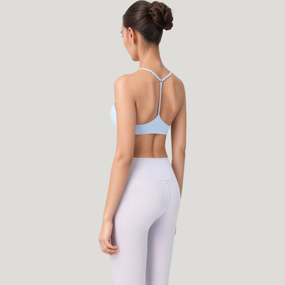 Anna-Kaci Active Women's Scoop Neck Sports Bra with Thin Adjustable Straps and Smooth Seamless Design