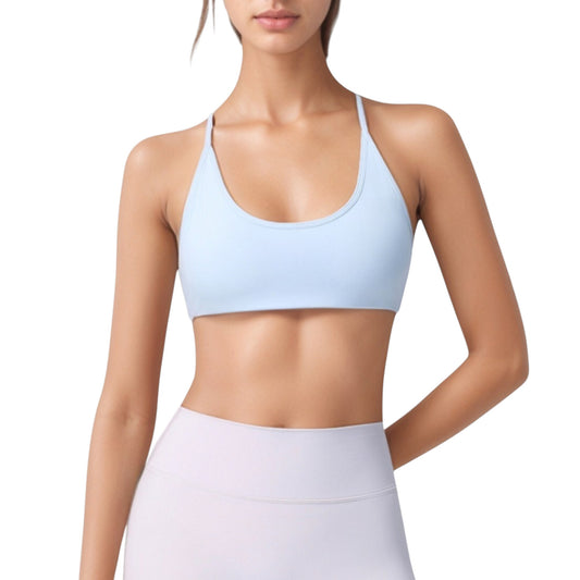 Anna-Kaci Active Women's Scoop Neck Sports Bra with Thin Adjustable Straps and Smooth Seamless Design