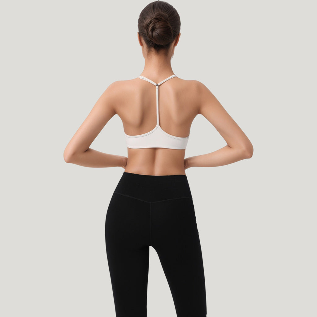 Anna-Kaci Active Women's Scoop Neck Sports Bra with Thin Adjustable Straps and Smooth Seamless Design