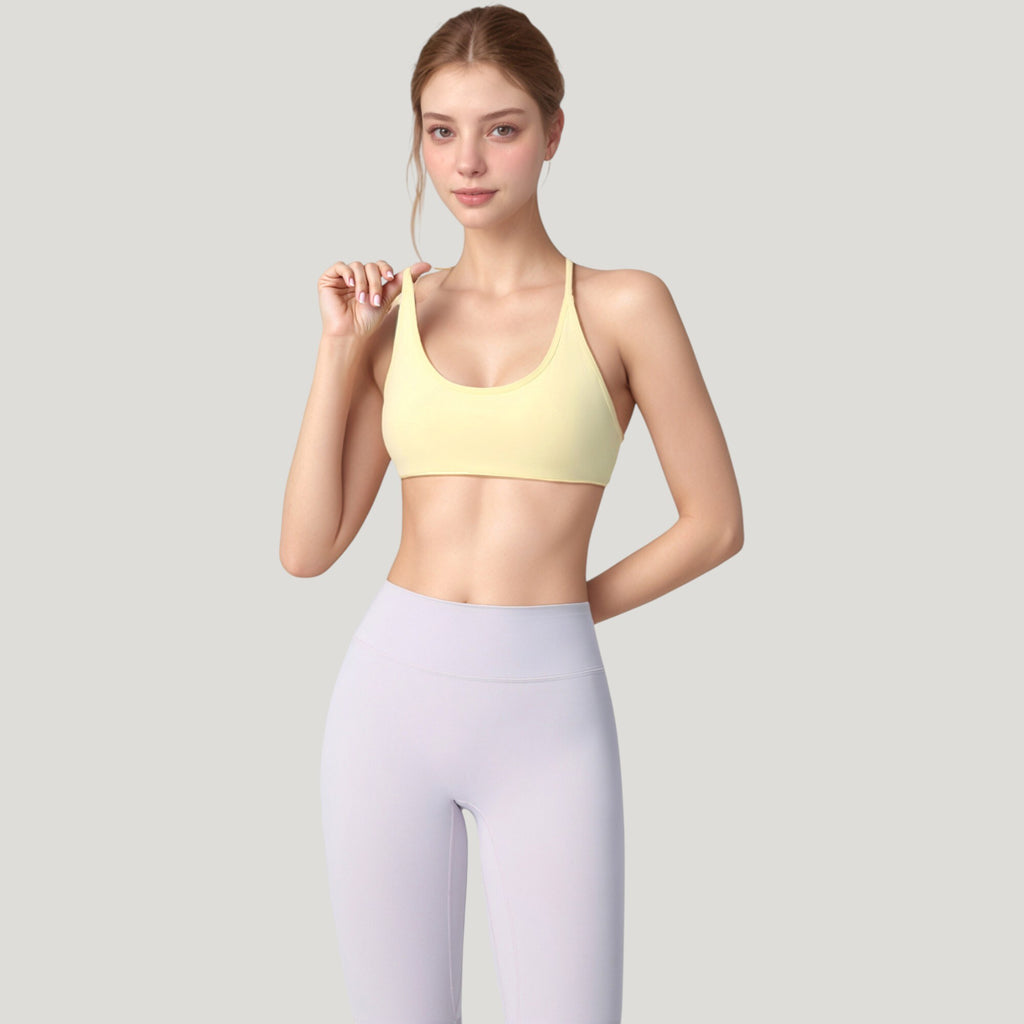 Anna-Kaci Active Women's Scoop Neck Sports Bra with Thin Adjustable Straps and Smooth Seamless Design