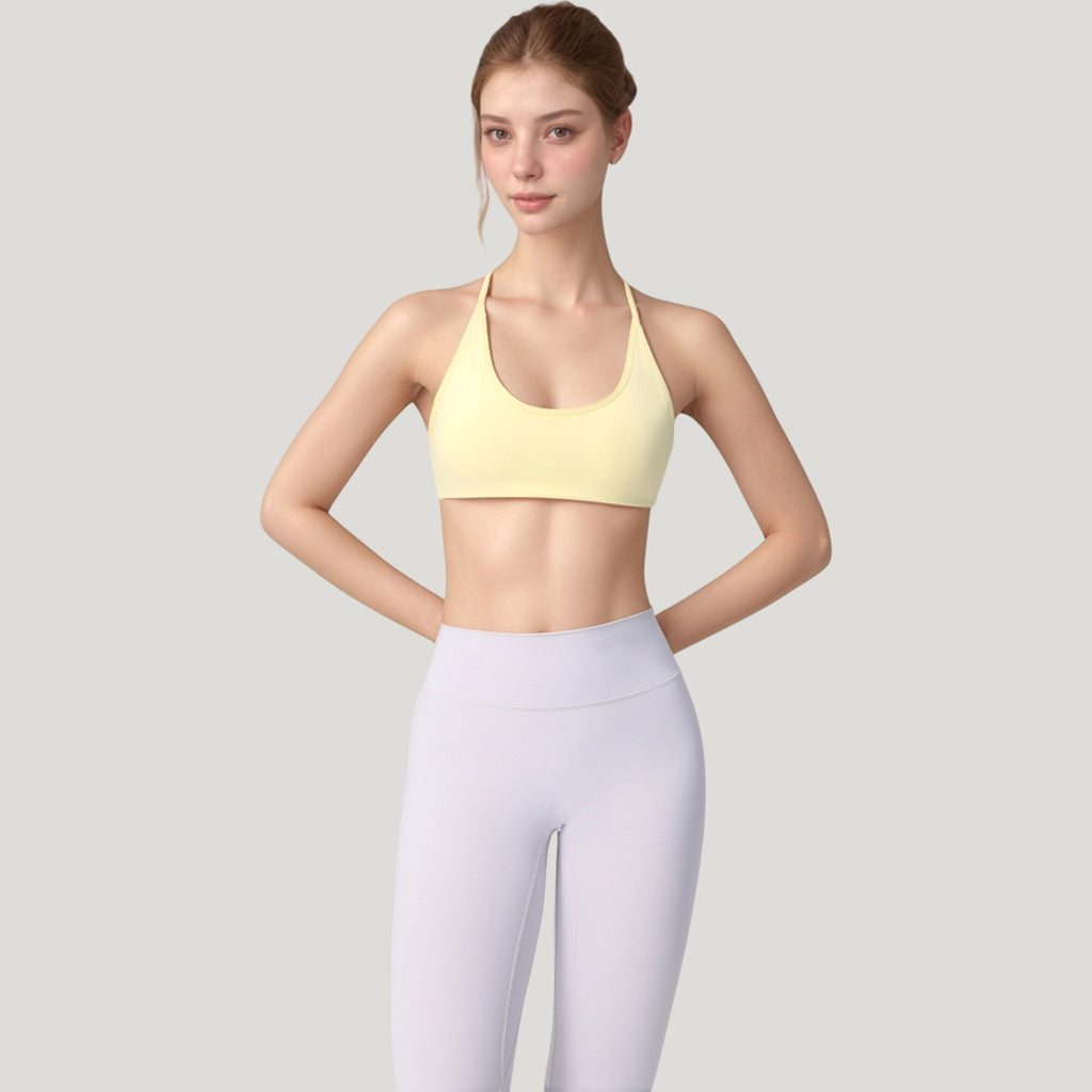 Anna-Kaci Active Women's Scoop Neck Sports Bra with Thin Adjustable Straps and Smooth Seamless Design