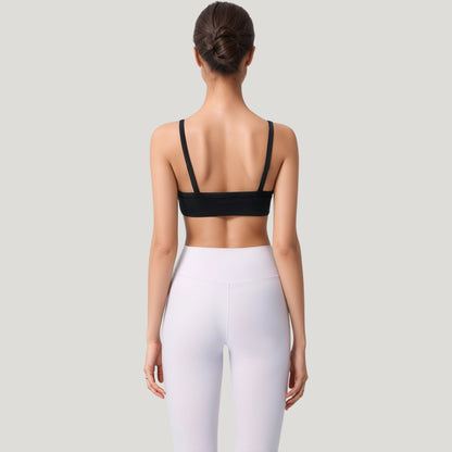 Anna-Kaci Active Women's Square Neck Sports Bra with Wide Fixed Straps and Smooth Seamless Design