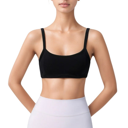 Anna-Kaci Active Women's Square Neck Sports Bra with Wide Fixed Straps and Smooth Seamless Design