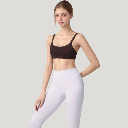 Anna-Kaci Active Women's Square Neck Sports Bra with Wide Fixed Straps and Smooth Seamless Design