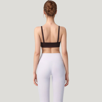 Anna-Kaci Active Women's Square Neck Sports Bra with Wide Fixed Straps and Smooth Seamless Design
