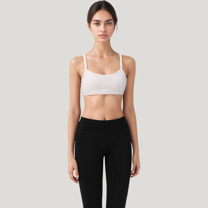 Anna-Kaci Active Women's Square Neck Sports Bra with Wide Fixed Straps and Smooth Seamless Design