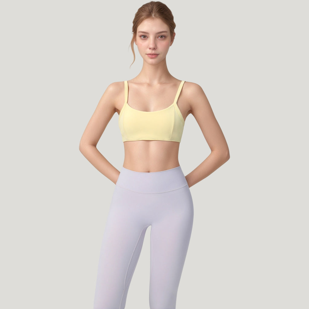Anna-Kaci Active Women's Square Neck Sports Bra with Wide Fixed Straps and Smooth Seamless Design