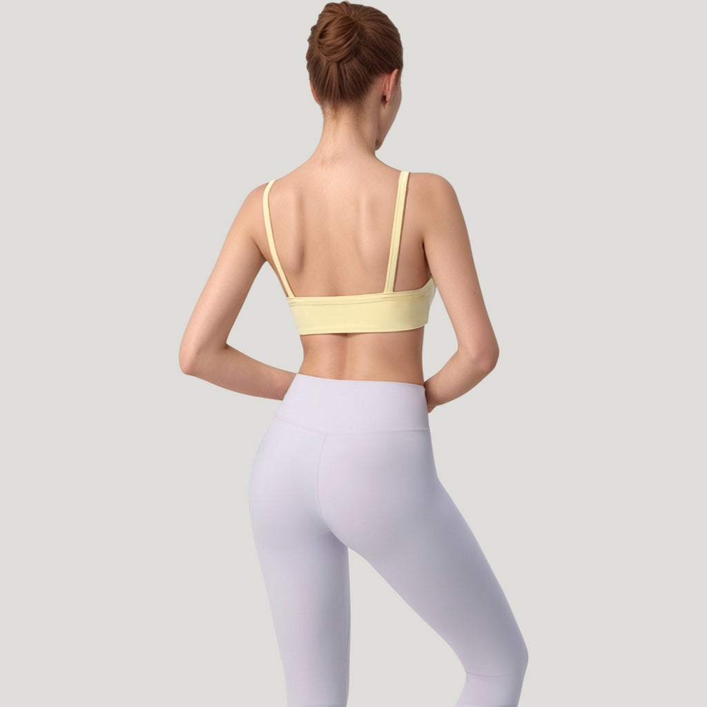 Anna-Kaci Active Women's Square Neck Sports Bra with Wide Fixed Straps and Smooth Seamless Design