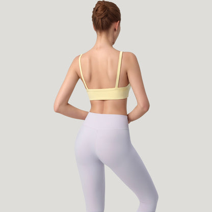 Anna-Kaci Active Women's Square Neck Sports Bra with Wide Fixed Straps and Smooth Seamless Design